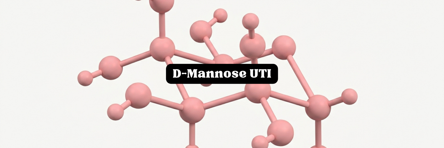 D-Mannose UTI molecule illustration, a pink 3D ball and stick model representing the sugar compound used for urinary tract infection support